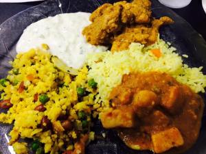 Poha, Paneer, Pulao, Chicken & Raita 
